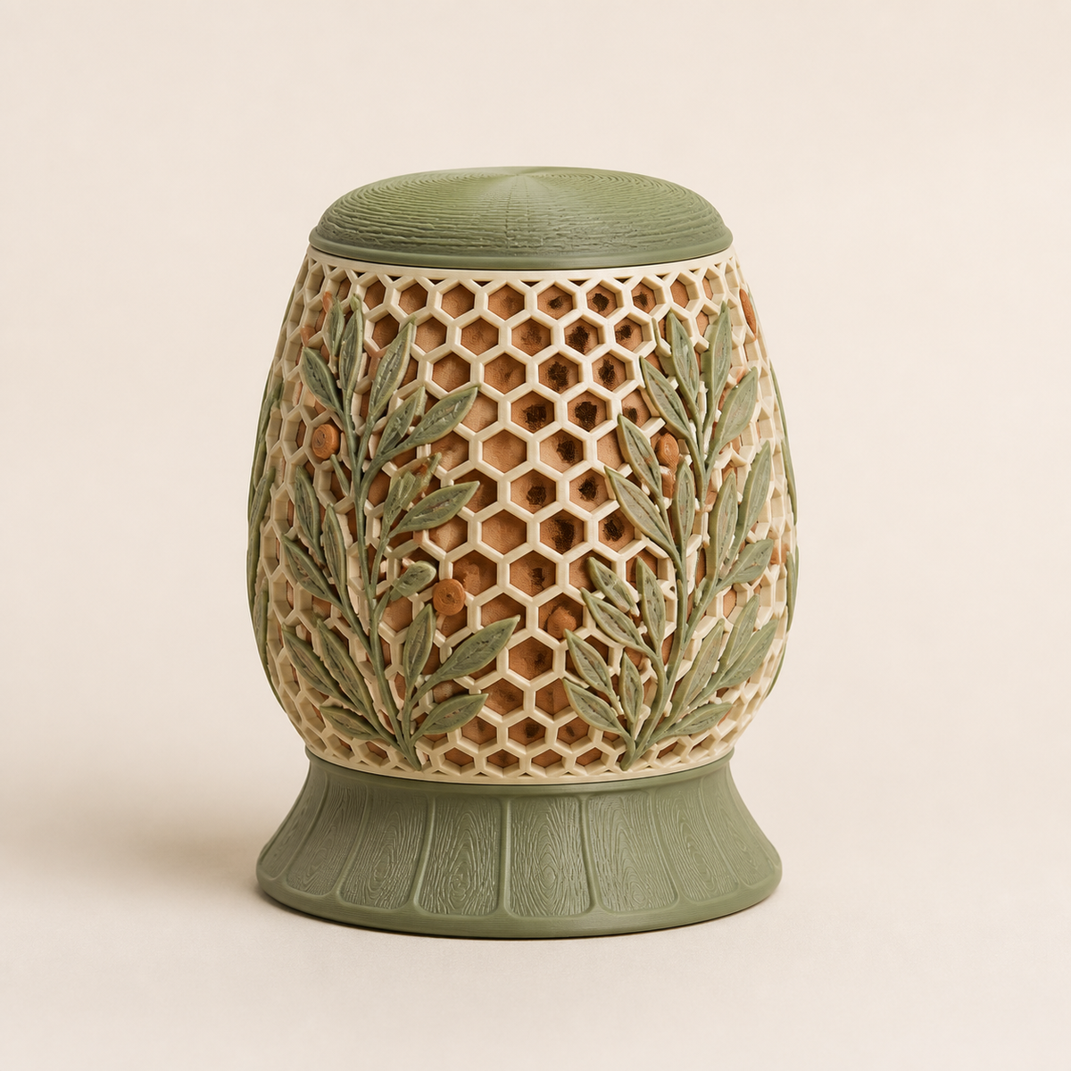 LED table lamp honeycomb core – Country from PETG on bright studio background