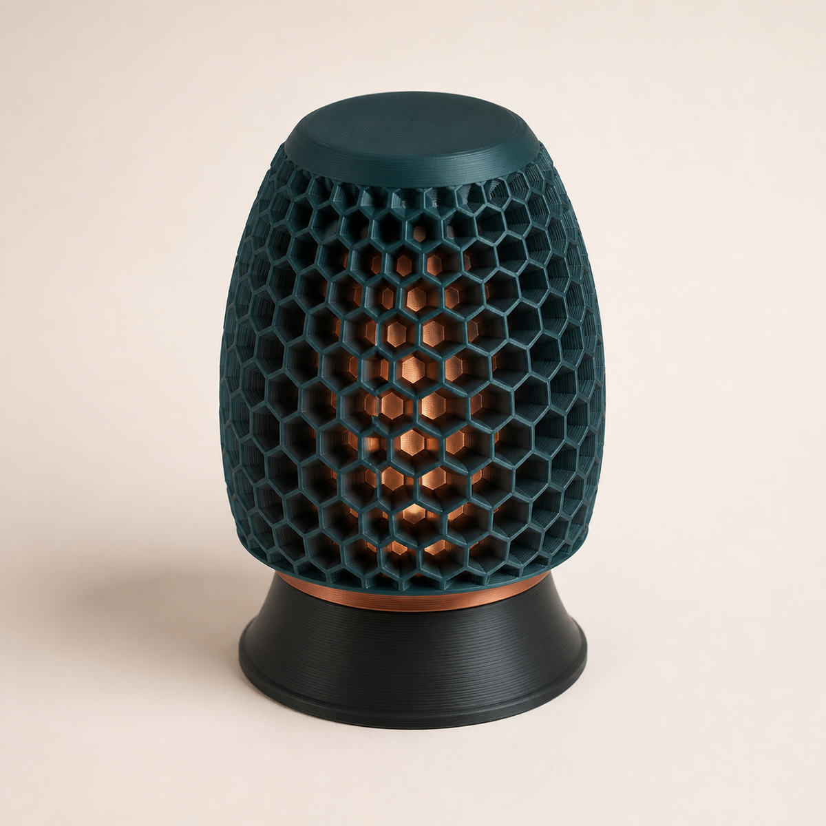 LED table lamp honeycomb core – Modern made of PETG on bright studio background