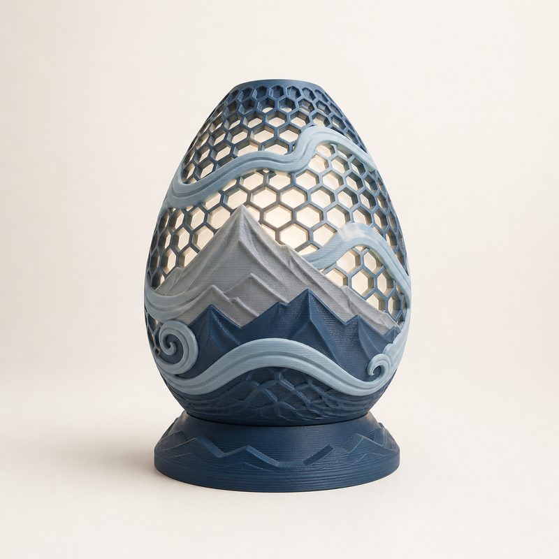 LED table lamp honeycomb core – Nordic & Mythical from PETG on bright studio background