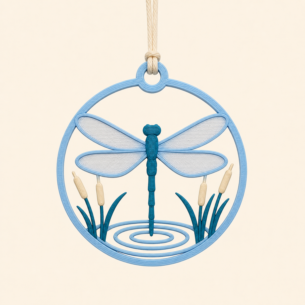 Dragonfly-hanging decoration Uferflug aus 3D-printed PETG in Himmelblau, teal, cream