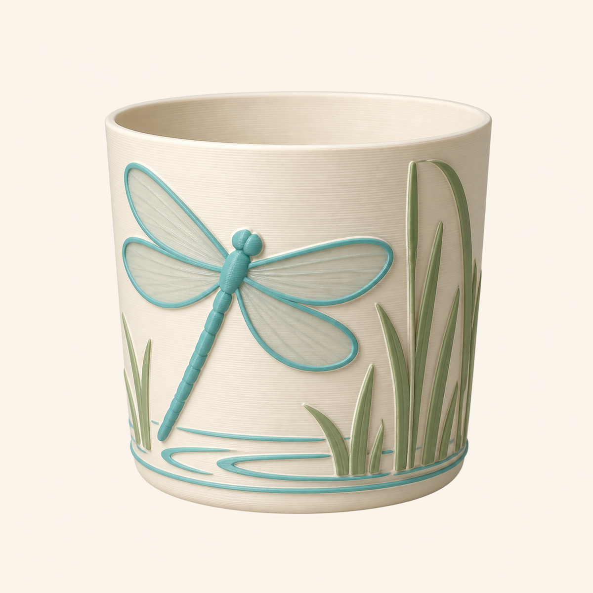 Dragonfly rest from 3D printed PETG in warm white, turquoise, sage green