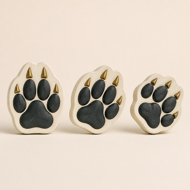 Magnet set paw track – Timeless from PETG on bright studio background