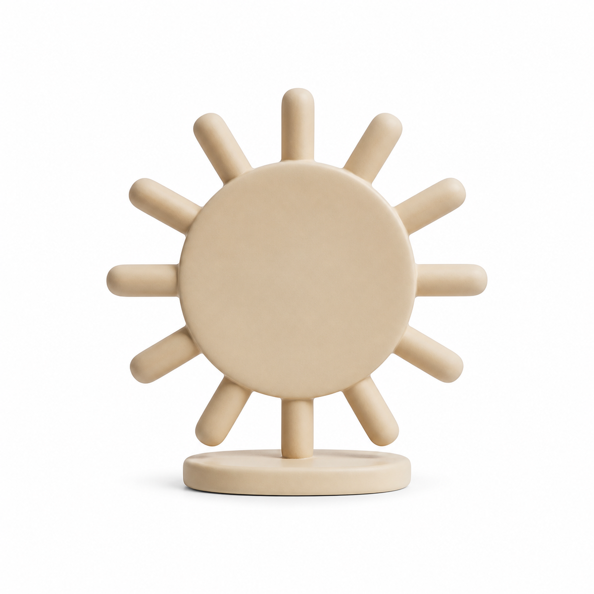 sand beige sun set with twelve rounded rays on white background