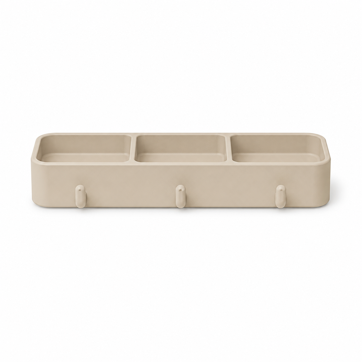 Sandbeiger key organiser with three open compartments and three hooks