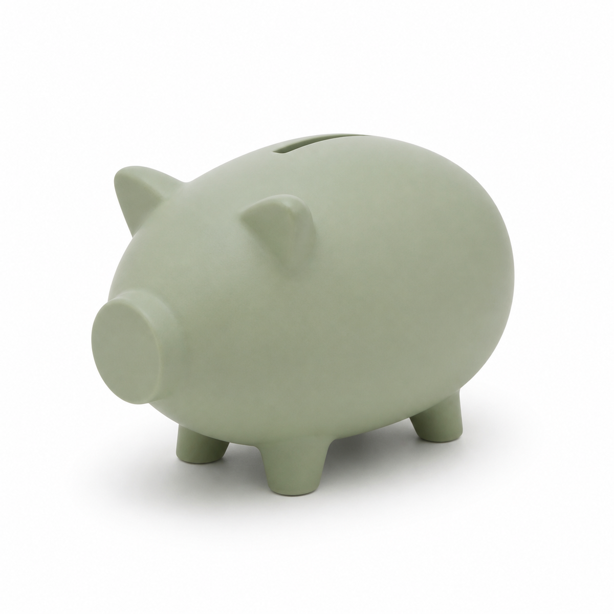Salbeigrüne minimalistische Schwein-Sparbüchse ohne aufgemalte Gesichtszüge