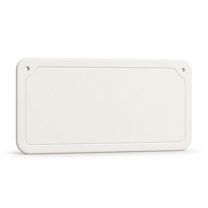 Warm white rectangular blank door sign with inner frame and two holes