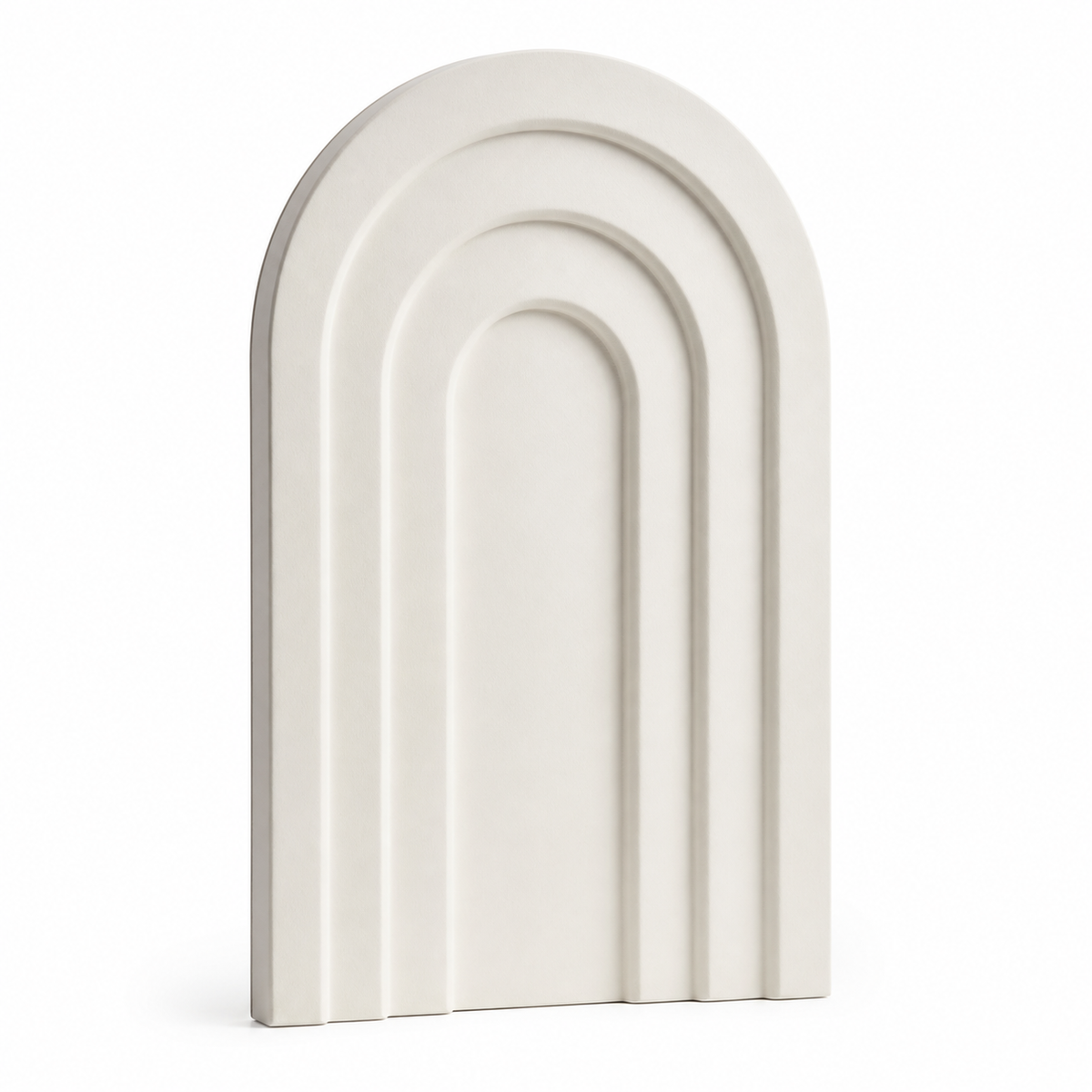 Warm white archline wall relief with three staggered circular arches