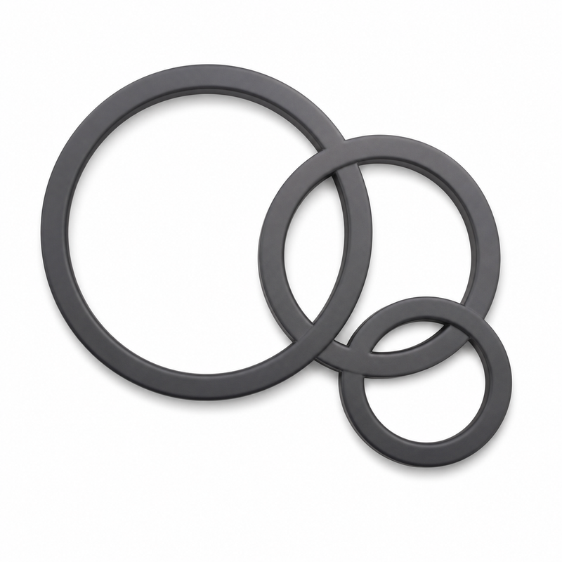 Graphite grey wall ornament made of three overlapping open circle rings