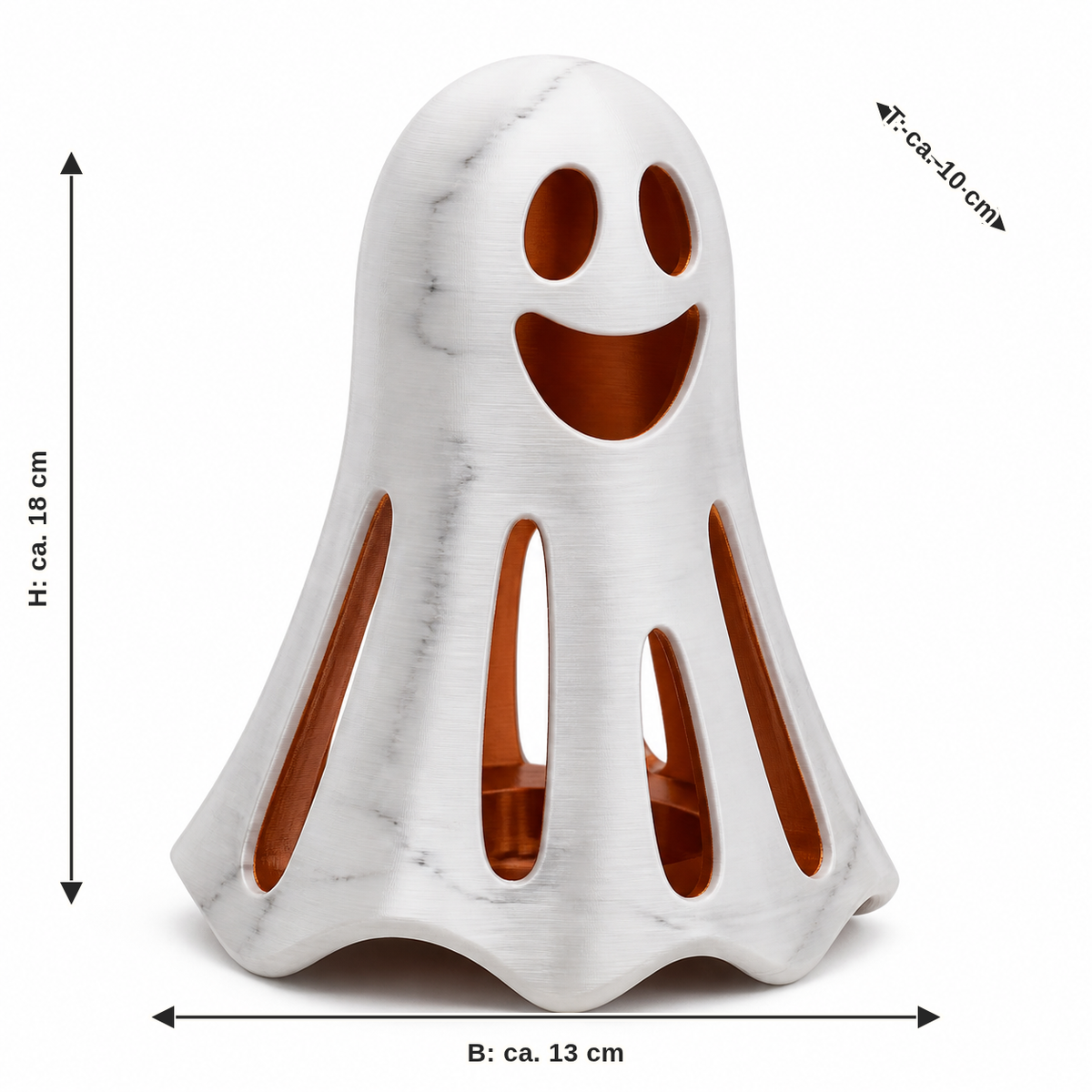 Measurement for Modern Decorative Spirit in Marble Optics: Width approx. 13 cm, Depth approx. 10 cm, Height approx. 18 cm