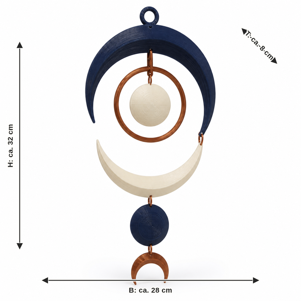 Measurement for moon mobile night copper: width approx. 28 cm, depth approx. 8 cm, height approx.
