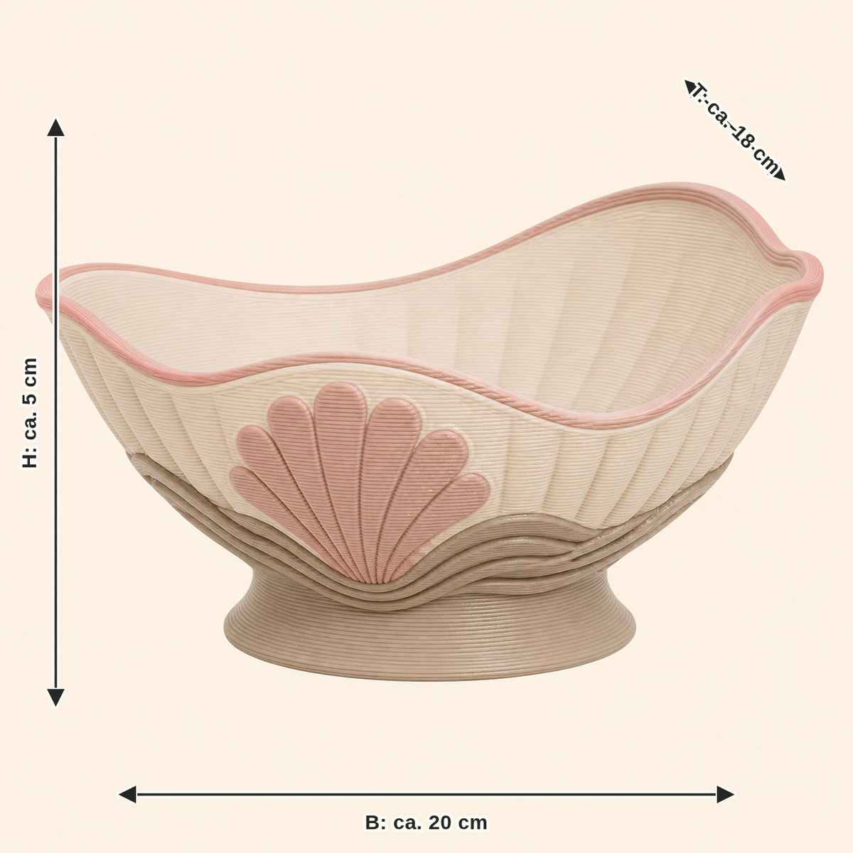 Measurement for shell decorative bowl Coral breath: width approx. 20 cm, depth approx. 18 cm, height approx. 5 cm
