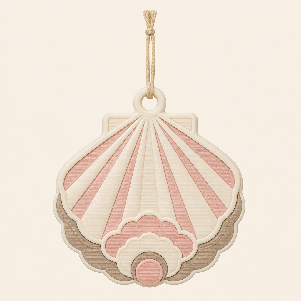 Shell window ornament sand rib in 3D printed PETG in cream, shell pink, taupe