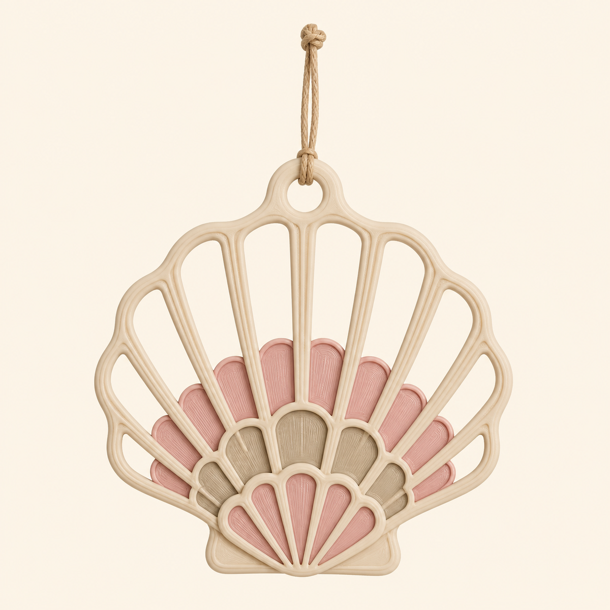 Shell-hanging decoration Shell wind from 3D-printed PETG in cream, Shell Pink, taupe