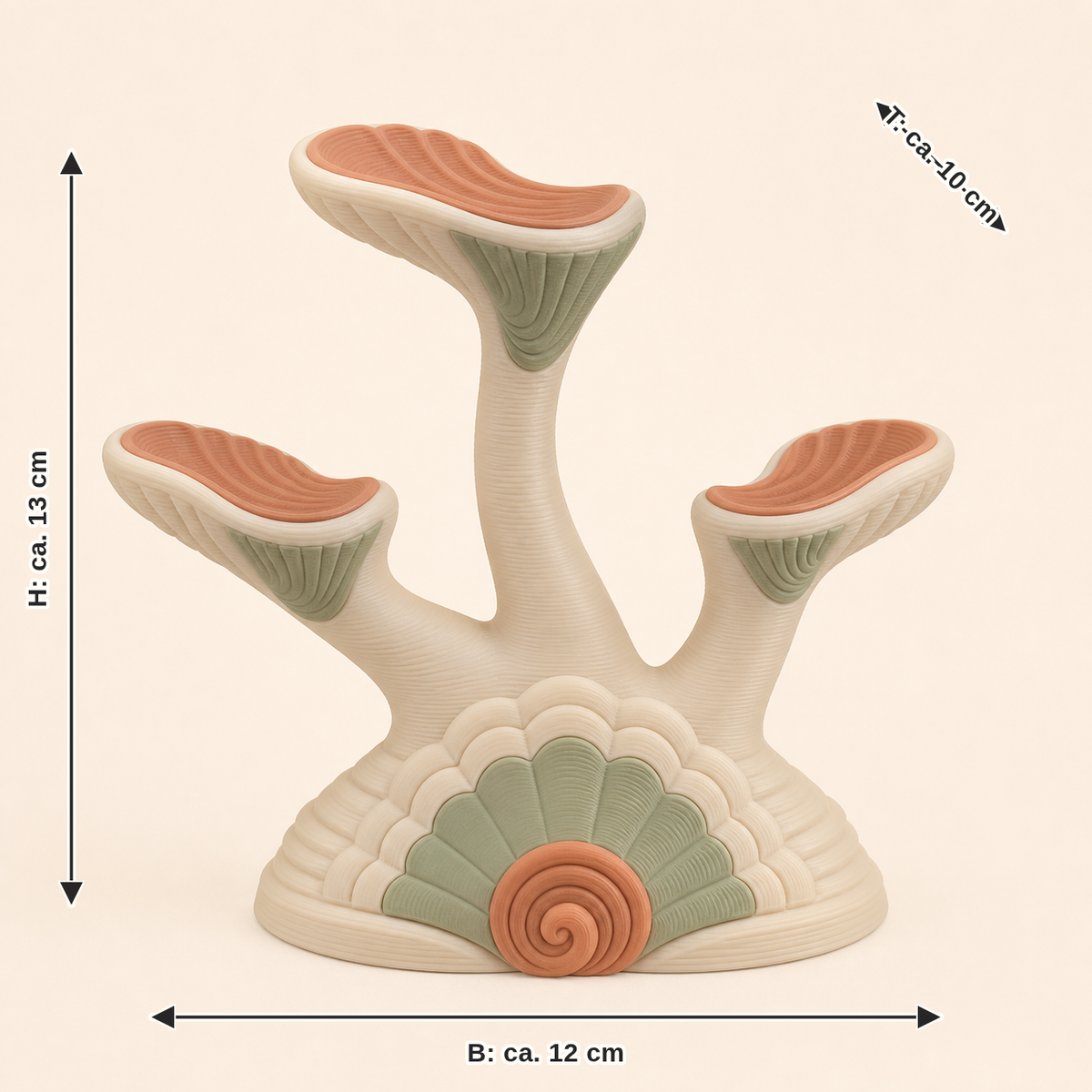 Measurement for shell-ring holder Salt air: width approx. 12 cm, depth approx. 10 cm, height approx. 13 cm
