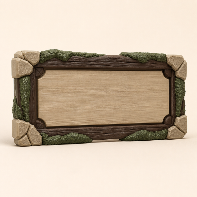 Name tag change frame – Rustic from PETG on bright studio background