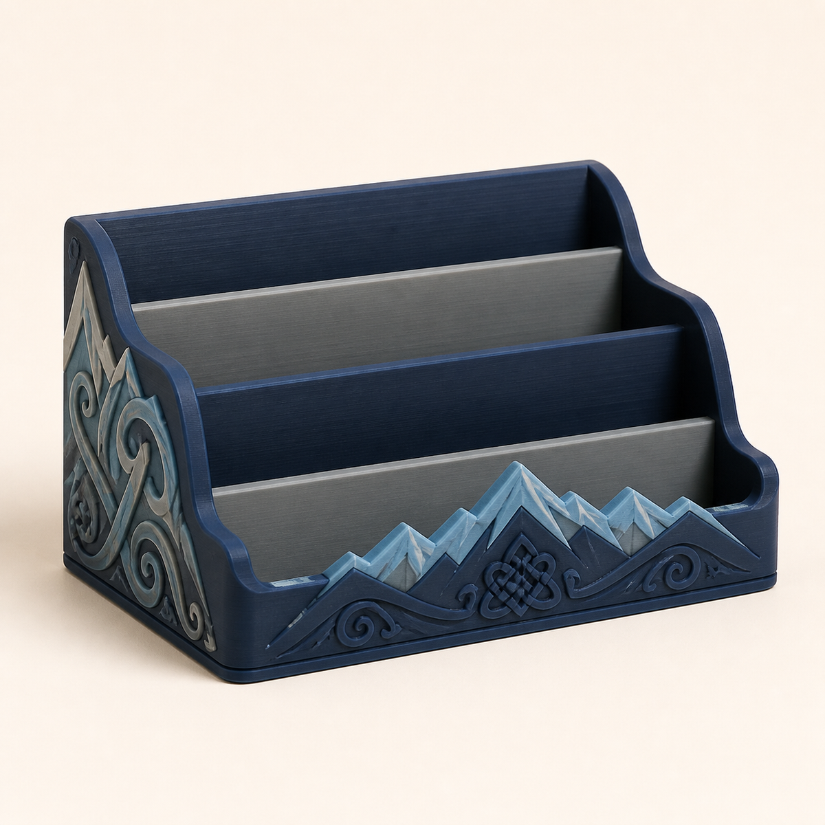 Nordic & Mythical 3D printed PETG notepad in dark blue, stone grey, ice blue