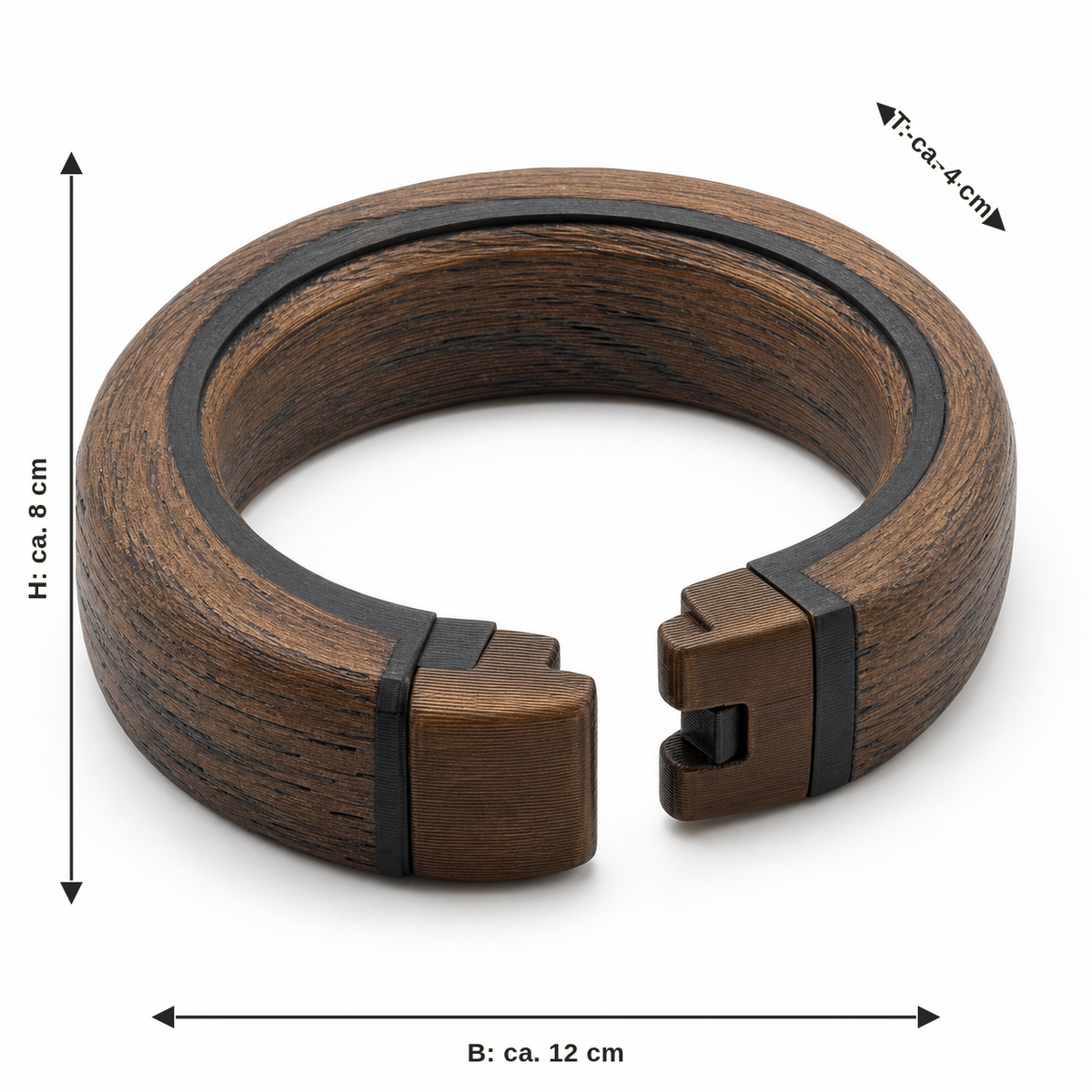 Dimensional image for Open curtain holder in rustic wood look: width approx. 12 cm, depth approx. 4 cm, height approx. 8 cm