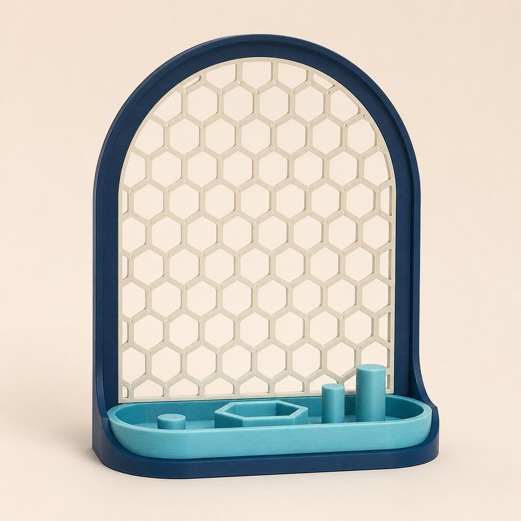 Earring holder arch window – Futuristic made of PETG on bright studio background