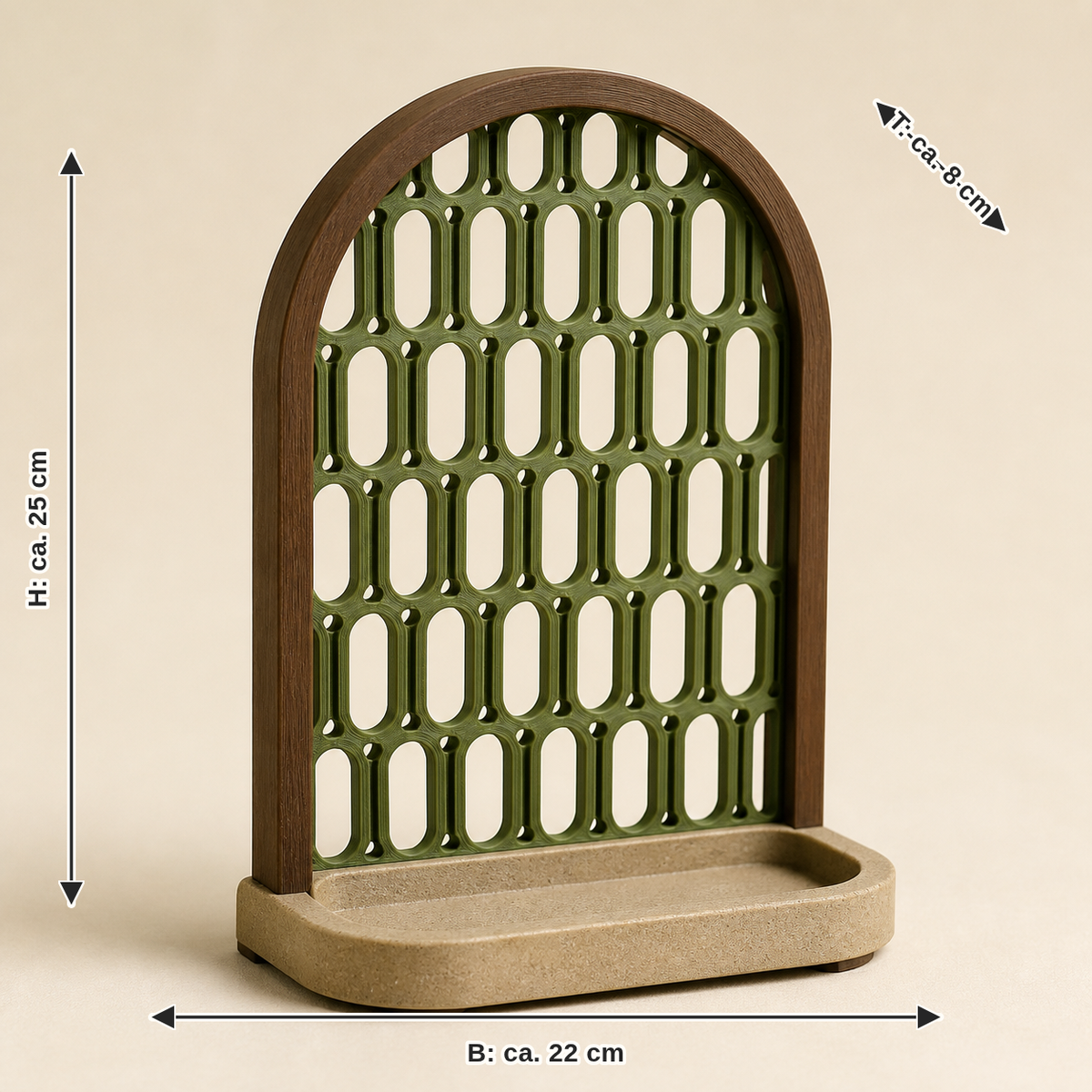 Dimensional image for earring holder arch windows – rustic: width approx. 22 cm, depth approx. 8 cm, height approx. 25 cm