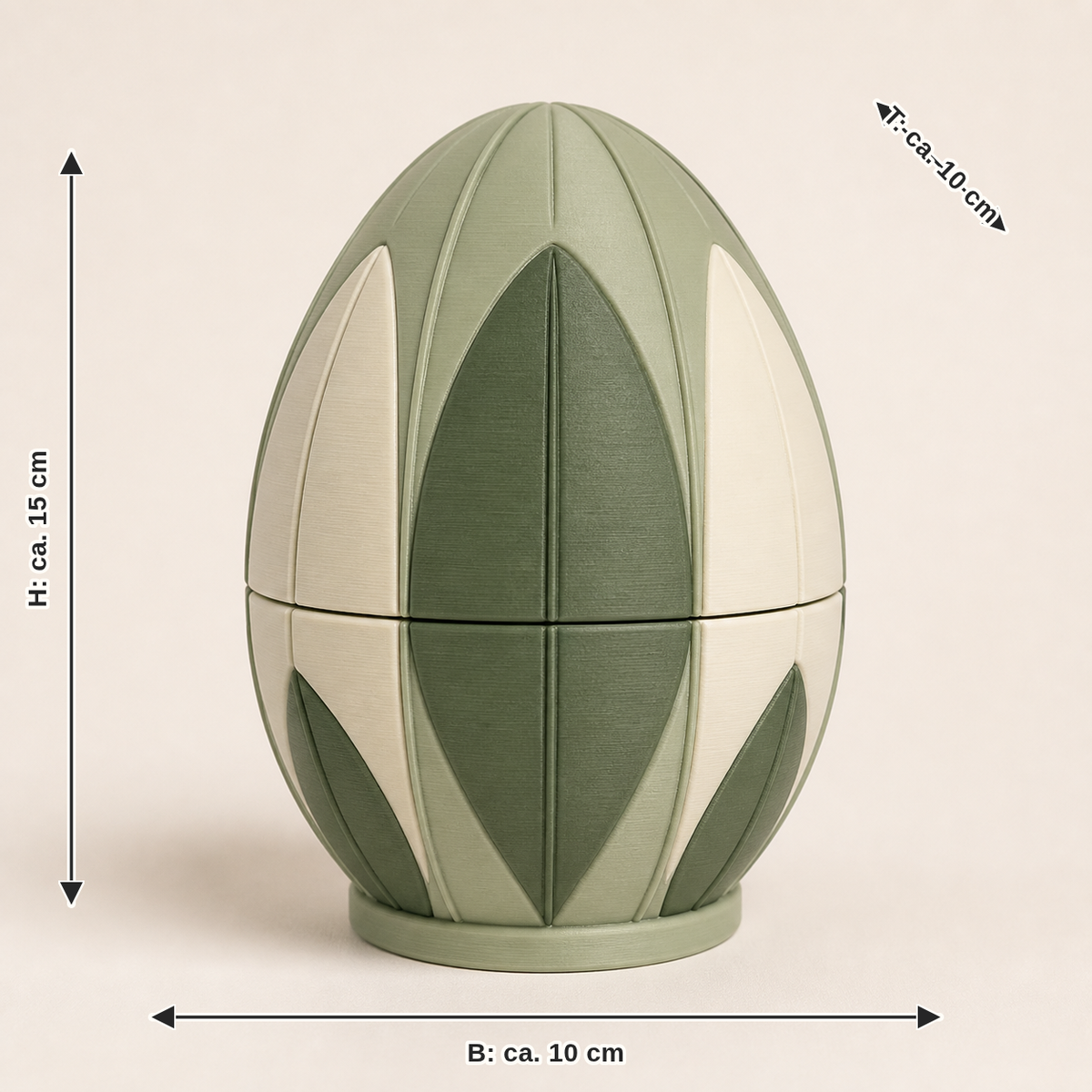 Measurement for Easter egg leaf compartments: width approx. 10 cm, depth approx. 10 cm, height approx. 15 cm