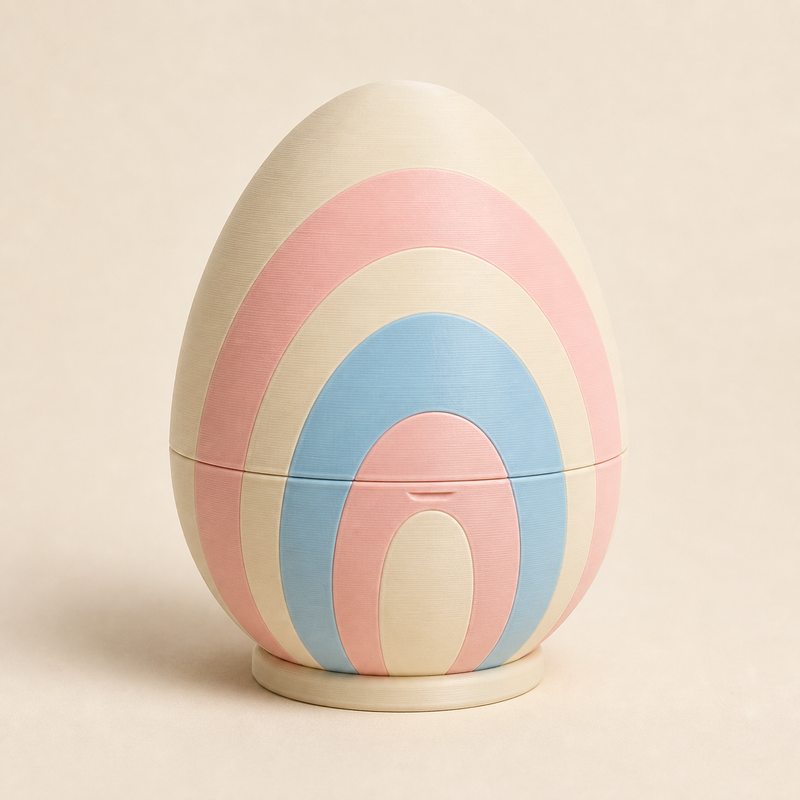 Osterei Regenbogenbogen aus 3D-gedrucktem PETG in Creme, Blütenrosa, Himmelblau
