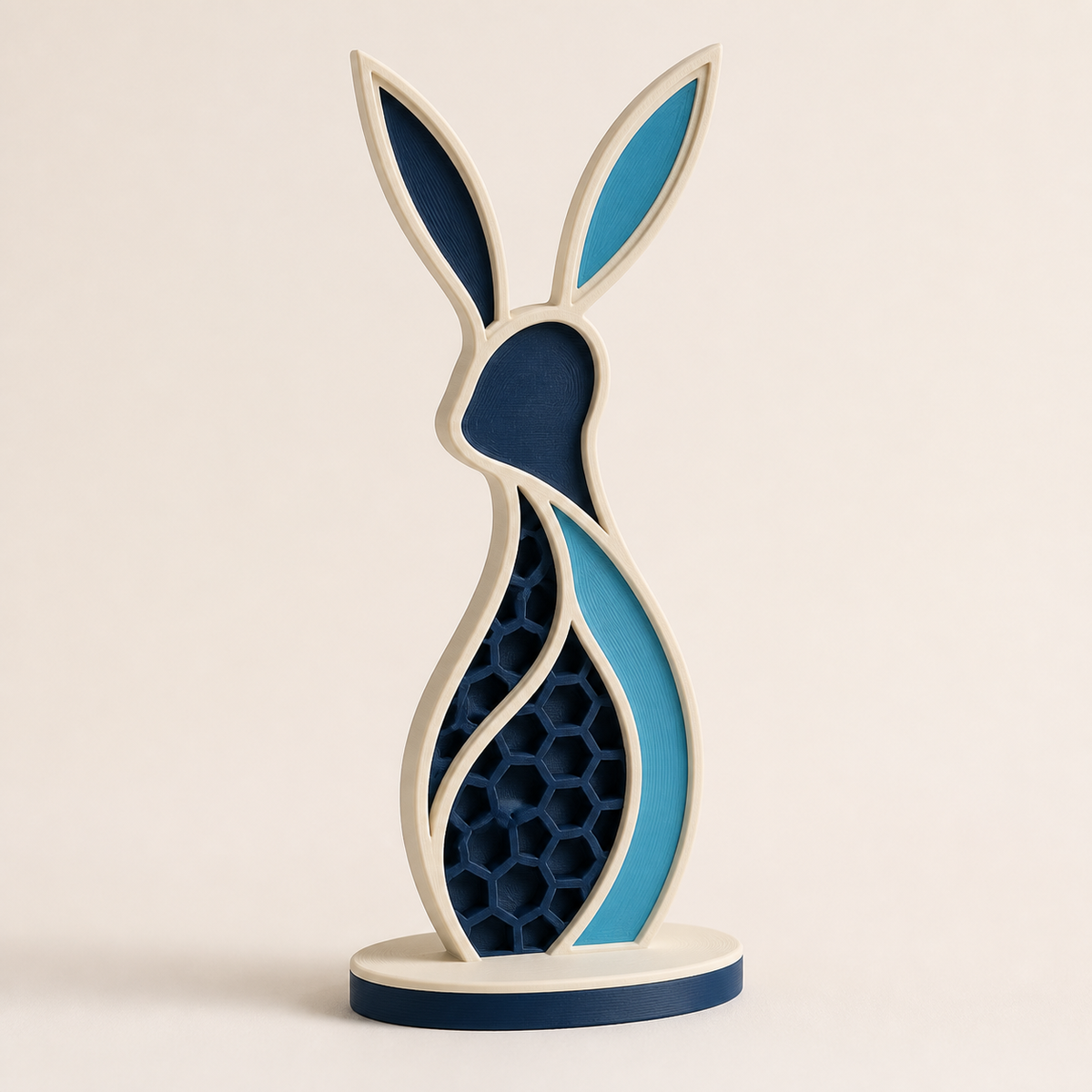 Easter figure rabbit shadow – Futuristic from PETG on bright studio background