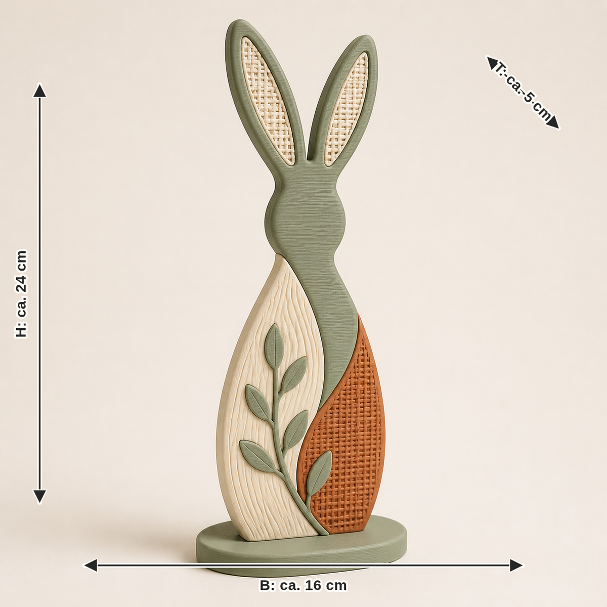 Dimensional image for Easter figure Hasenschatten – Country: width approx. 16 cm, depth approx. 5 cm, height approx. 24 cm