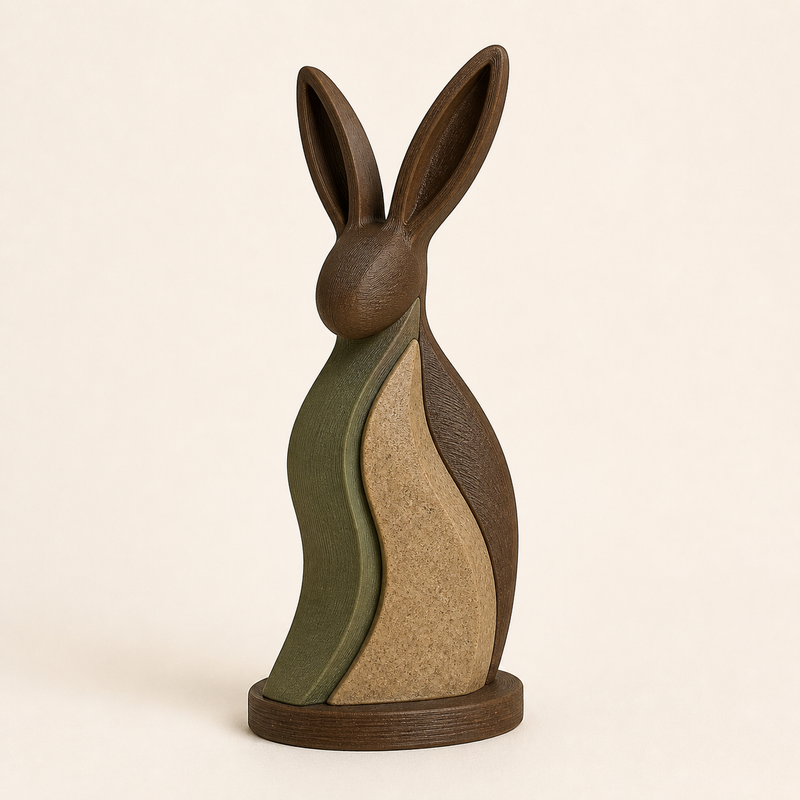 Easter figure rabbit shadow – rustic from PETG on bright studio background