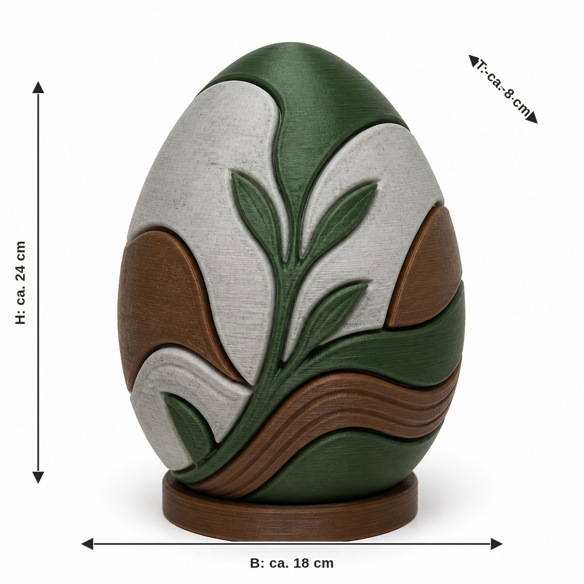 Dimensional image for Easter figure Waldwoge: width about 18 cm, depth about 8 cm, height about 24 cm