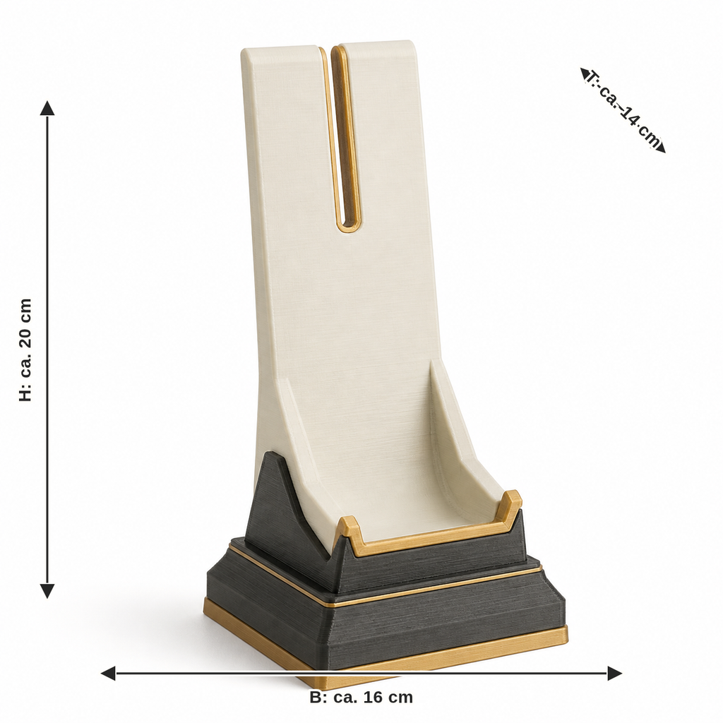 Dimensional image for Display stands gold bridge: width approx. 16 cm, depth approx. 14 cm, height approx. 20 cm