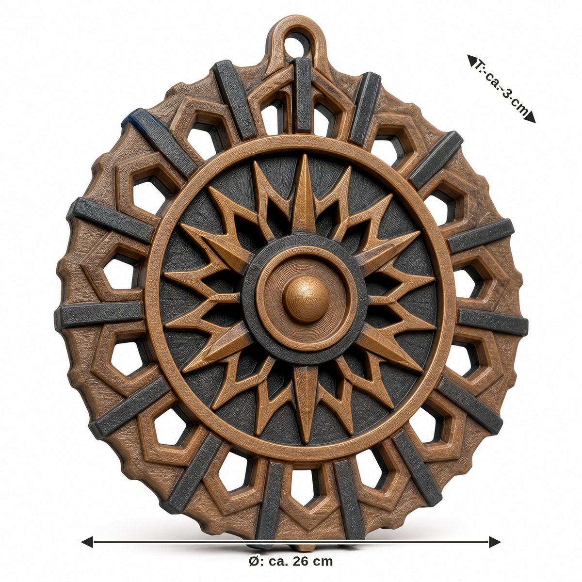 Dimensional image for wheel relief workshop sun: diameter approx. 26 cm, depth approx. 3 cm
