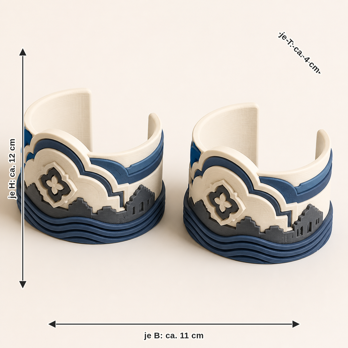 Measurement image for racks Altstadtbogen – Salzburg: per width approx. 11 cm, depth approx. 4 cm, height approx. 12 cm