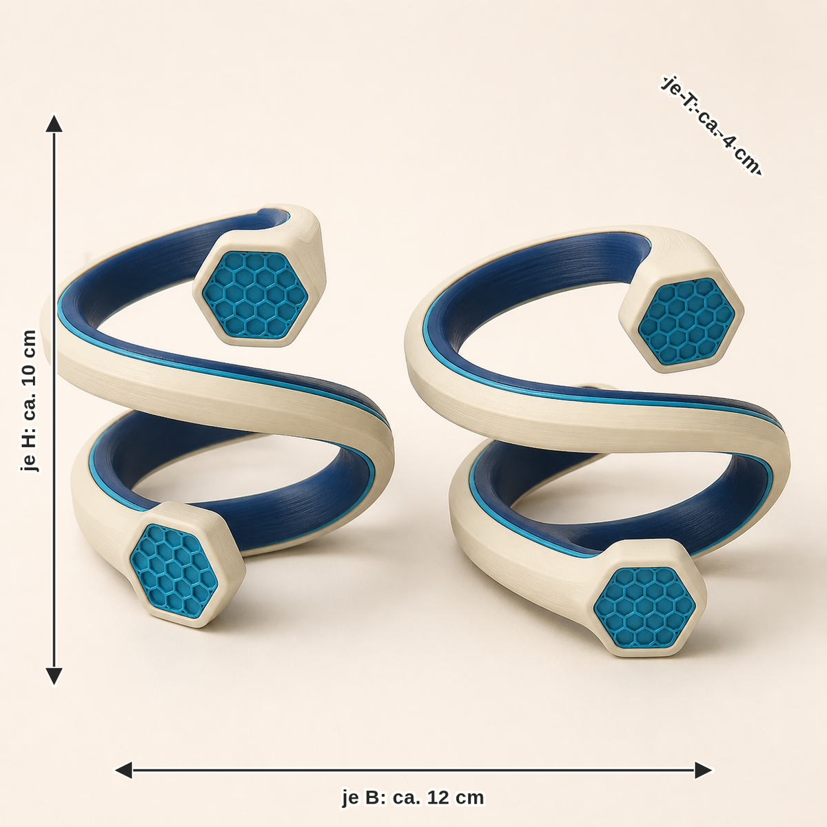 Dimensional image for barbell spiral arc – Futuristic: per width approx. 12 cm, depth approx. 4 cm, height approx. 10 cm