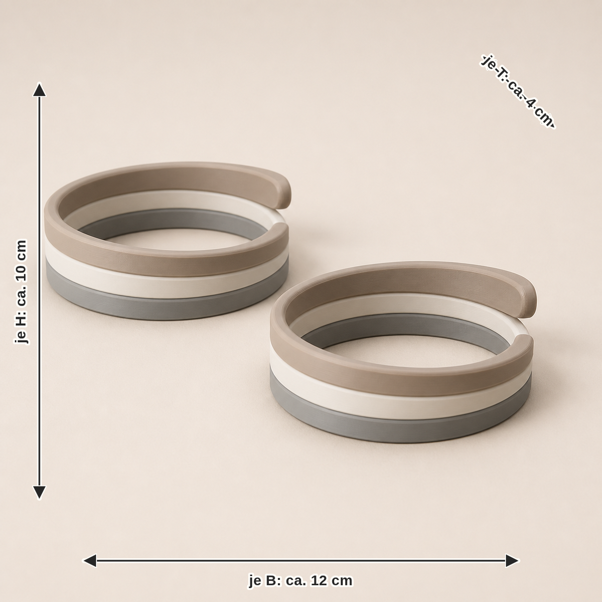 Dimensional image for barbell spiral arc – minimalist: per width approx. 12 cm, depth approx. 4 cm, height approx. 10 cm