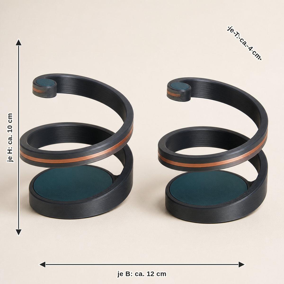 Dimensional image for barbell spiral arch – Modern: per width approx. 12 cm, depth approx. 4 cm, height approx. 10 cm