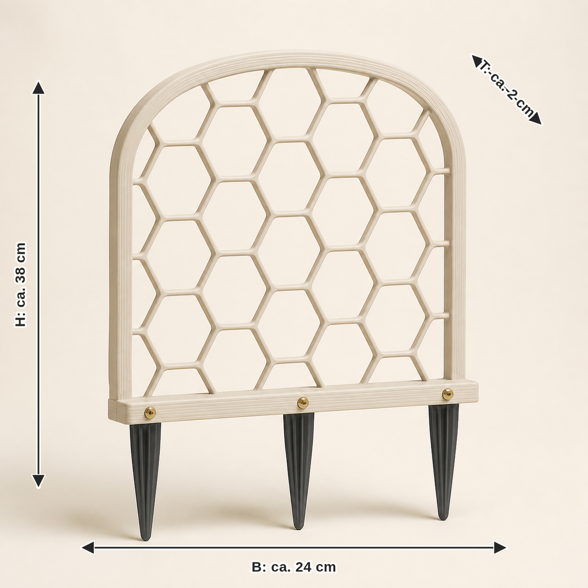 Measurement for honeycomb path – Timeless: width approx. 24 cm, depth approx. 2 cm, height approx. 38 cm