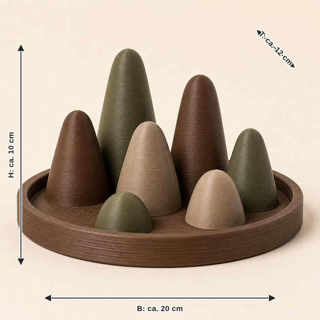 Dimensional image for ring tray Gipfelfeld – Rustic: width approx. 20 cm, depth approx. 12 cm, height approx. 10 cm
