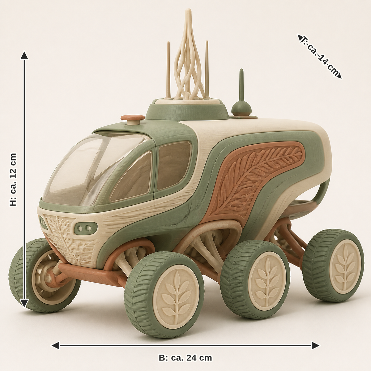 Dimensional image for Rover model Orbit – Country: width approx. 24 cm, depth approx. 14 cm, height approx. 12 cm