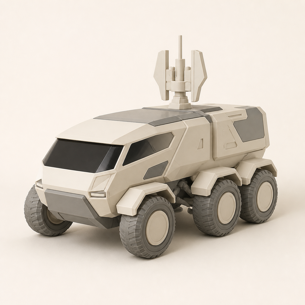 Rover model Orbit – minimalist made of PETG on bright studio background