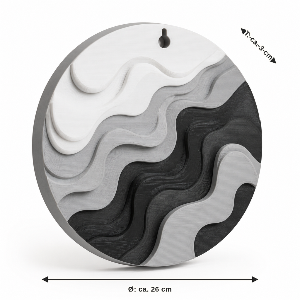 Dimensional image for Round wall relief with abstract waves: diameter approx. 26 cm, depth approx. 3 cm