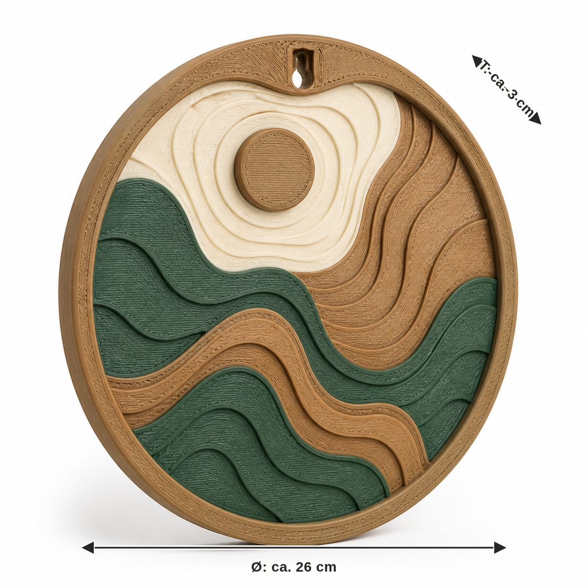 Dimensional image for Round wall relief with hilly landscape: diameter approx. 26 cm, depth approx. 3 cm