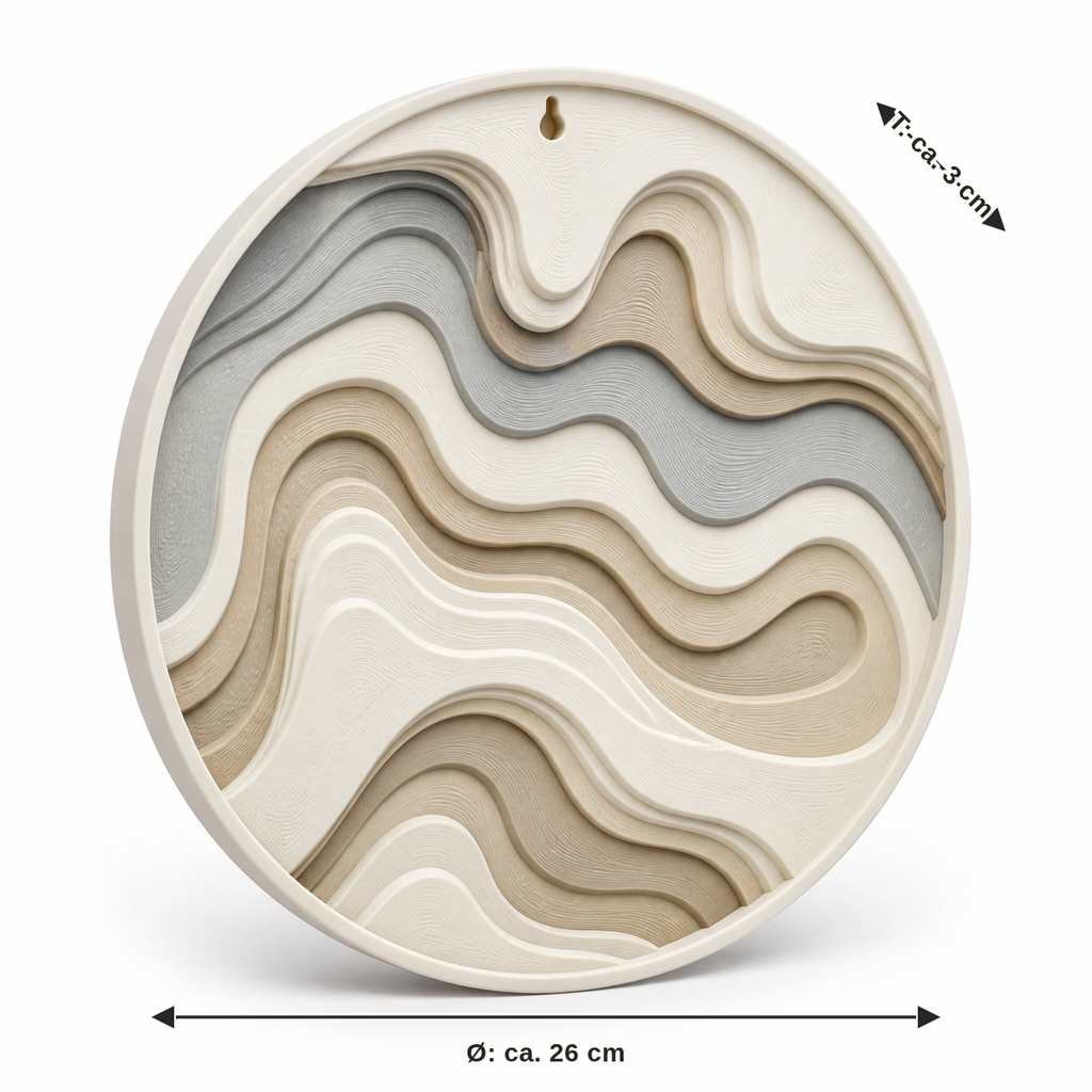 Dimensional image for Round wall relief with silent height lines: diameter approx. 26 cm, depth approx. 3 cm