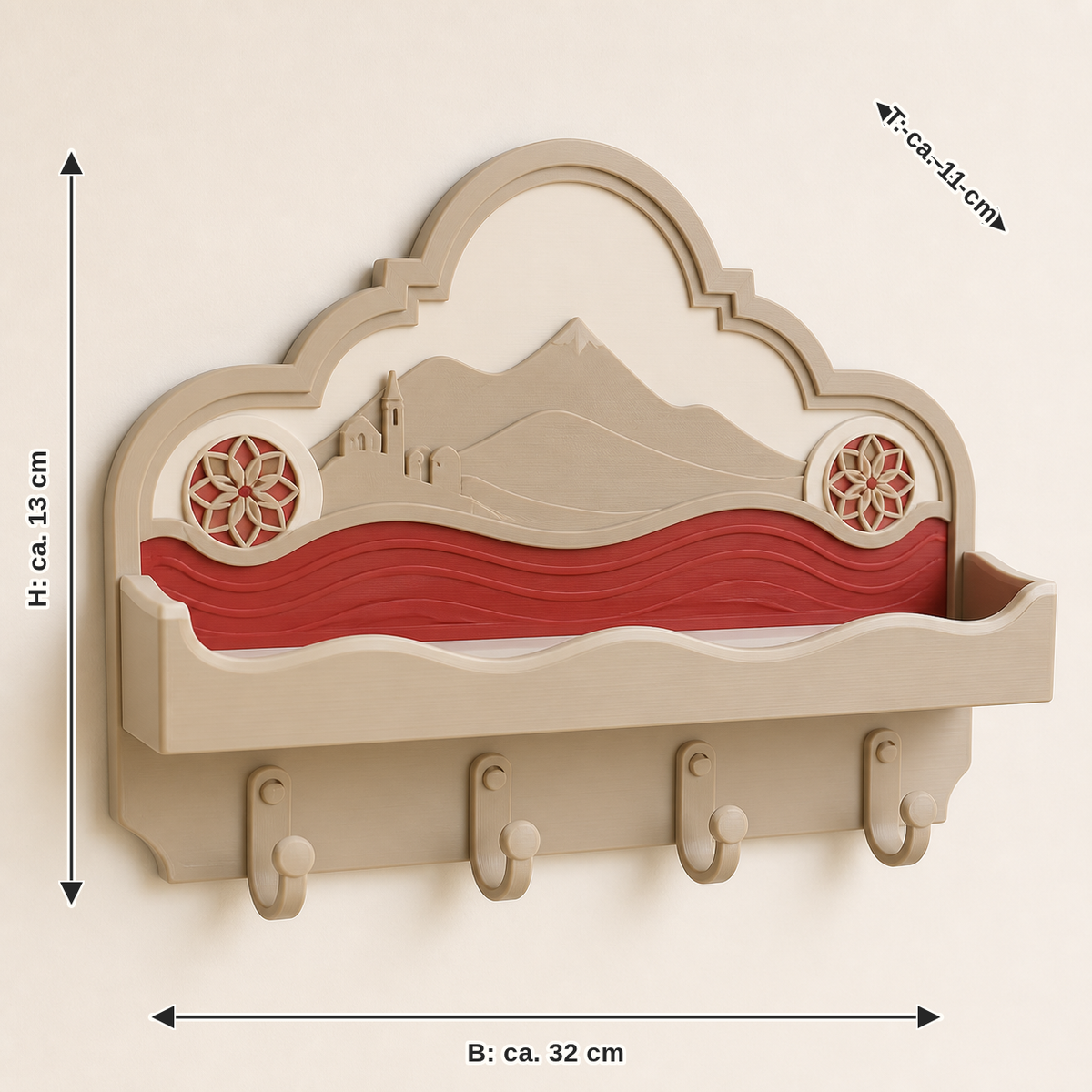 Measurement for key tray Salzach wave – Salzburg: width approx. 32 cm, depth approx. 11 cm, height approx. 13 cm