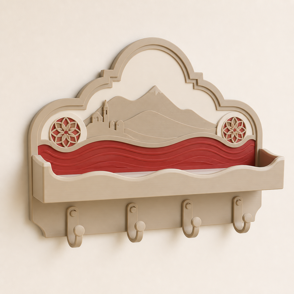 key tray Salzach wave – Salzburg from PETG on bright studio background