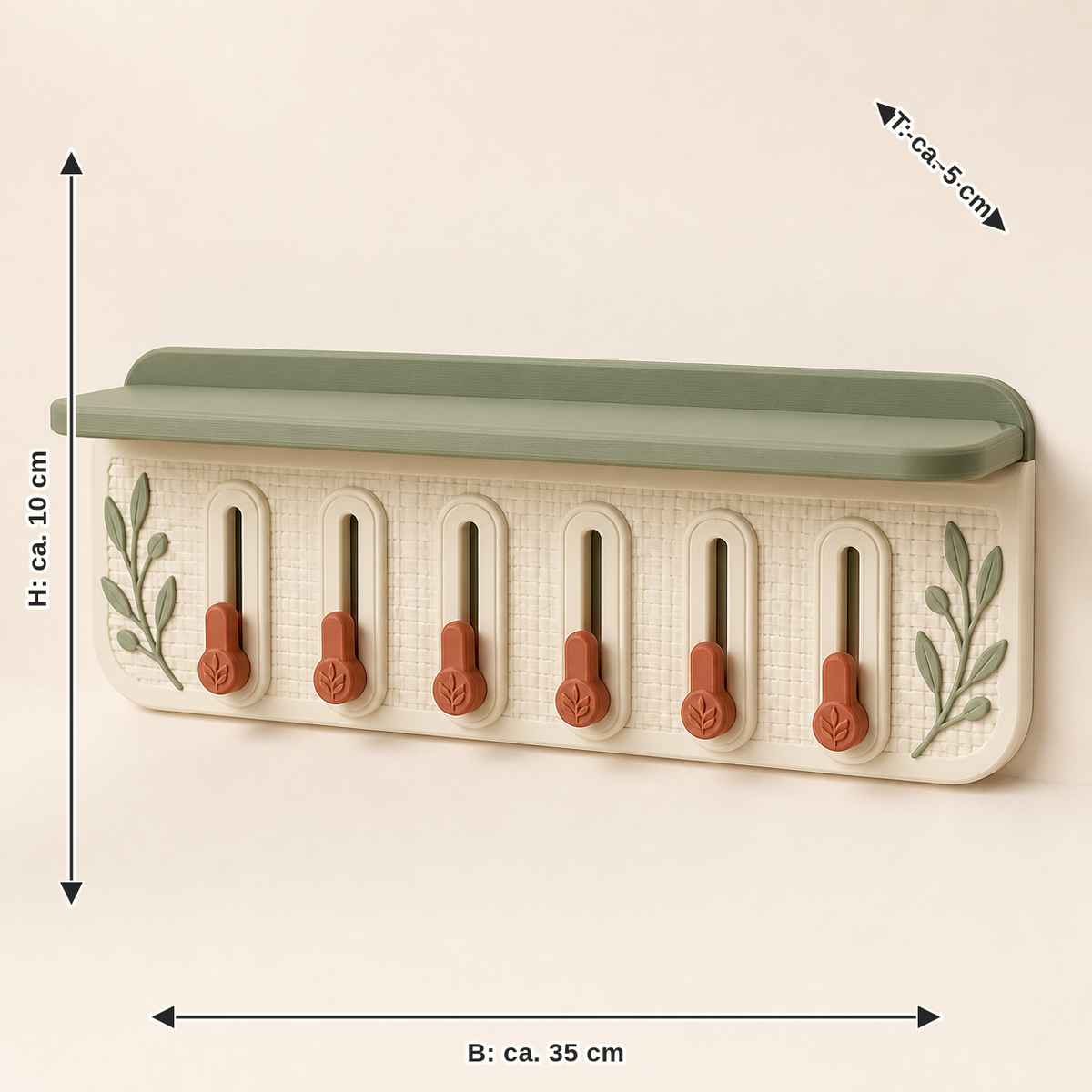 Measurement image for key bar module hook – Country: width approx. 35 cm, depth approx. 5 cm, height approx. 10 cm