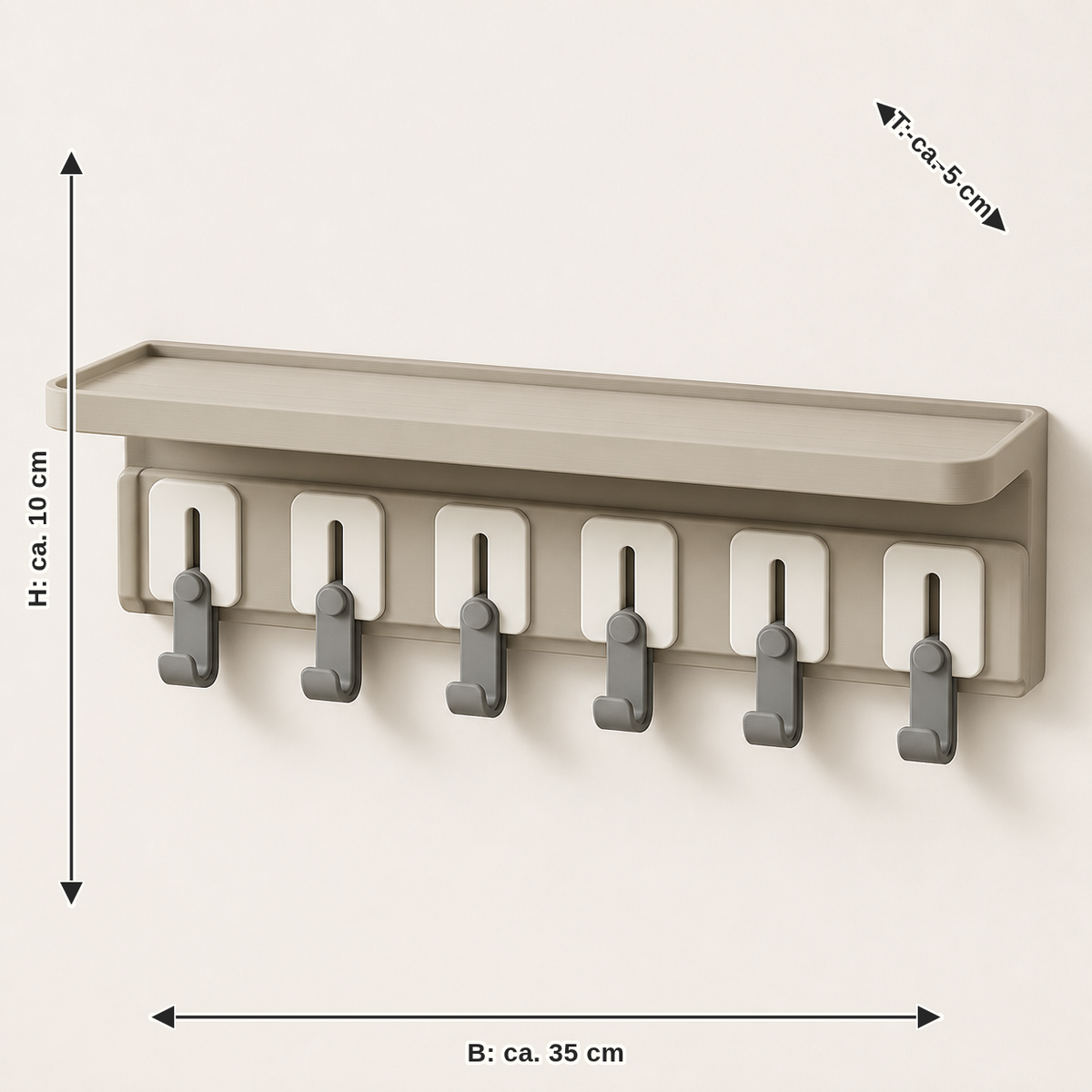 Modular hook – minimalist: width approx. 35 cm, depth approx. 5 cm, height approx. 10 cm