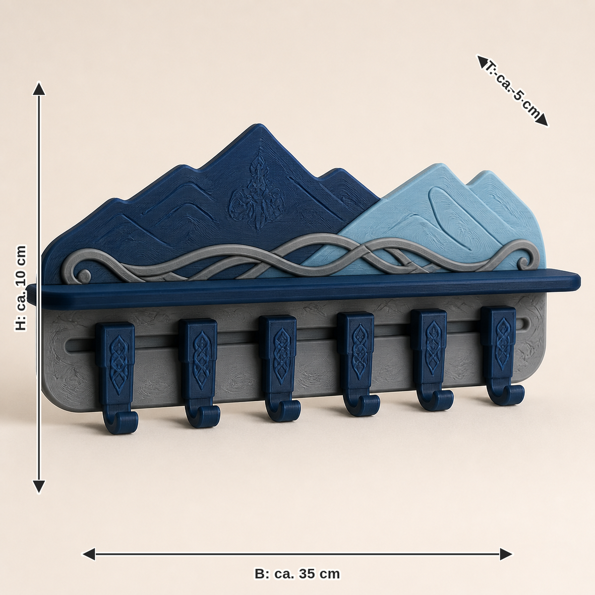 Modular hook – Nordic & Mythical: width approx. 35 cm, depth approx. 5 cm, height approx. 10 cm