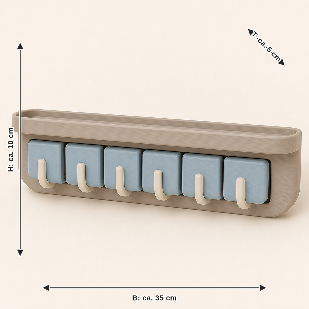 Dimensional image for key bar module hook – serene: width approx. 35 cm, depth approx. 5 cm, height approx. 10 cm