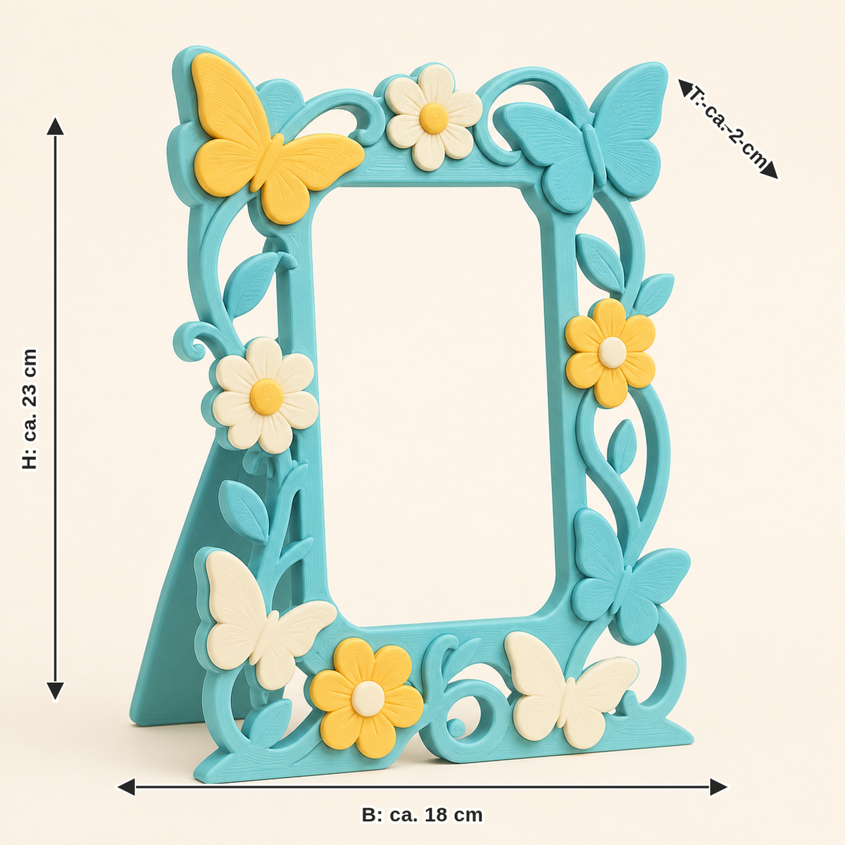 Dimensional image for butterfly garden-photo frame Garden portal: width approx. 18 cm, depth approx. 2 cm, height approx. 23 cm