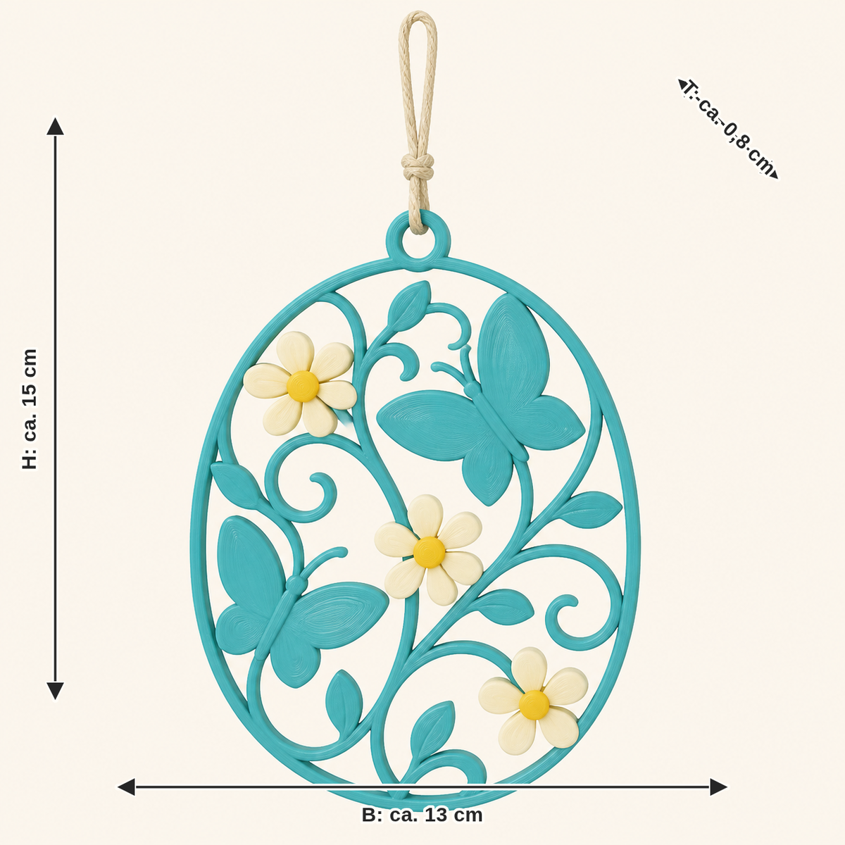 Dimensional image for butterfly garden-hanging decoration Wing branch: width approx. 13 cm, depth approx. 0.8 cm, height approx. 15 cm